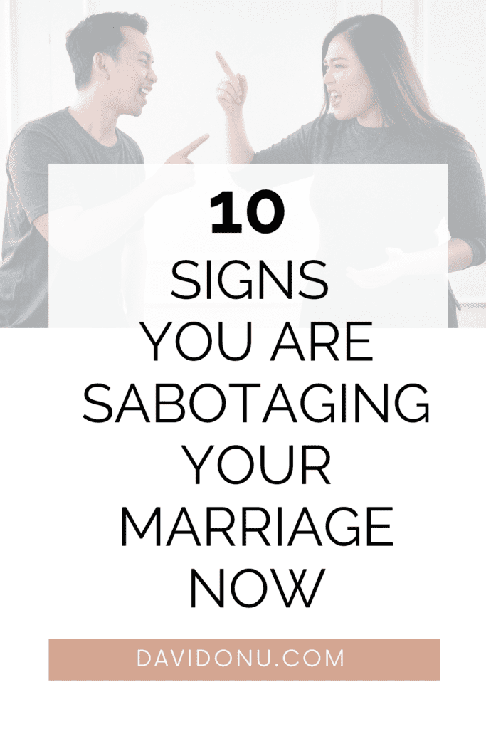 Pinterest pin of sabotaging your marriage post