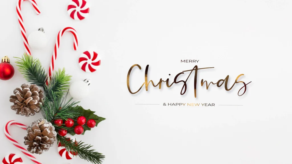 A beautiful Merry Christmas and Happy New Year greeting card