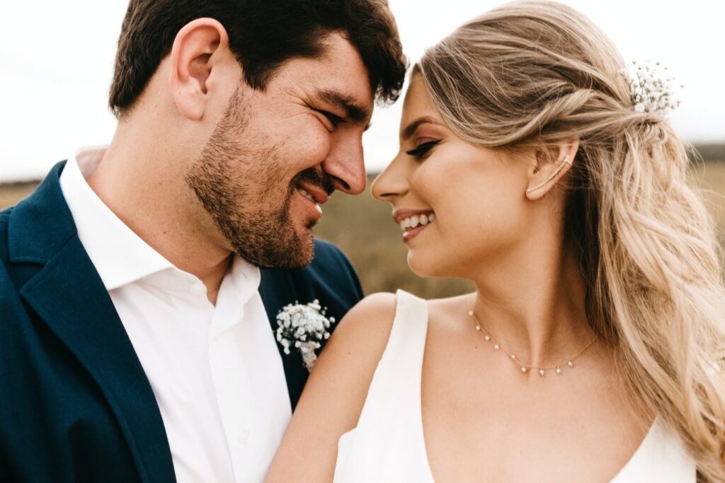 A couple on their wedding day promising each other compromise in marriage